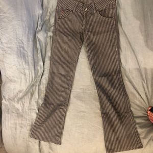 RARE grey pinstripe Hudson Jeans bootcut flap HTF